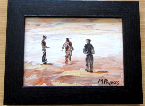 Going Places,4x framed  oil paintings by Mary Papas