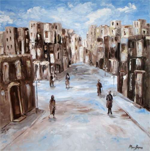 City LIfe 2, oil painting by Mary Papas>>FREE SHIPPING <<