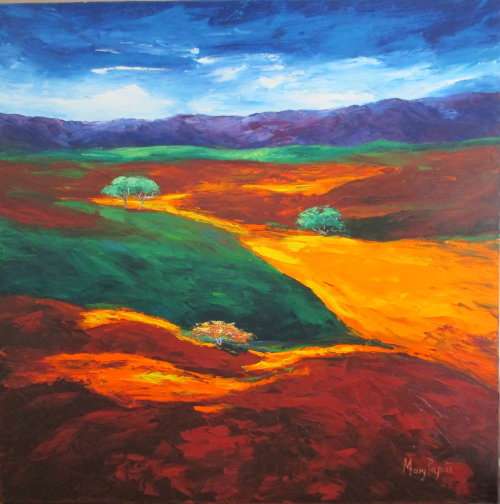 Untainted Land, oil painting by artist Mary Papas-FREE SHIPPING!!