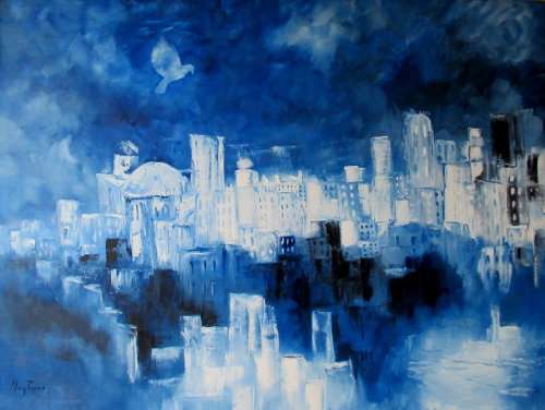 Peace Descending, oil painting stretched canvas by Mary Papas