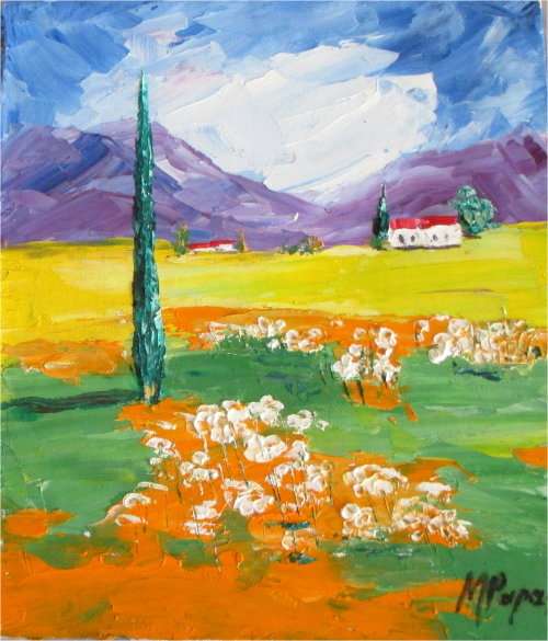 Small Landscape 4, oils on board by Mary