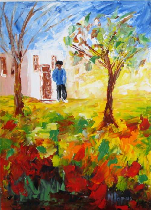 Going Out, oil painting by artist Mary Papas