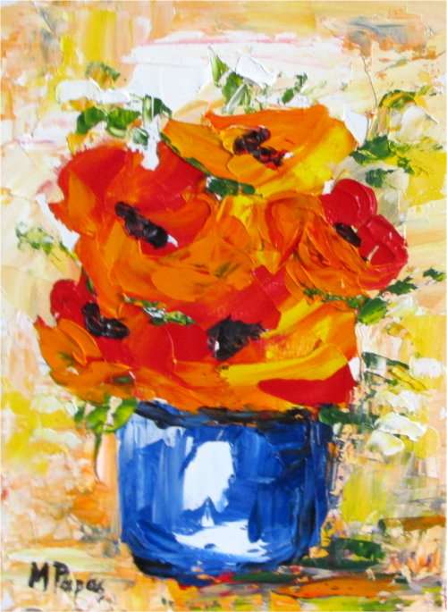 Bouquet of Poppies, oil painting by artist Mary Papas