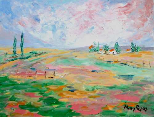 Country Scene 49, oil painting by artist Mary Papas