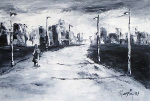 Going to Town, oil painting by artist Mary Papas