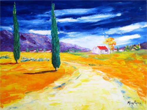 In the Country 5, oil painting by artist Mary Papas