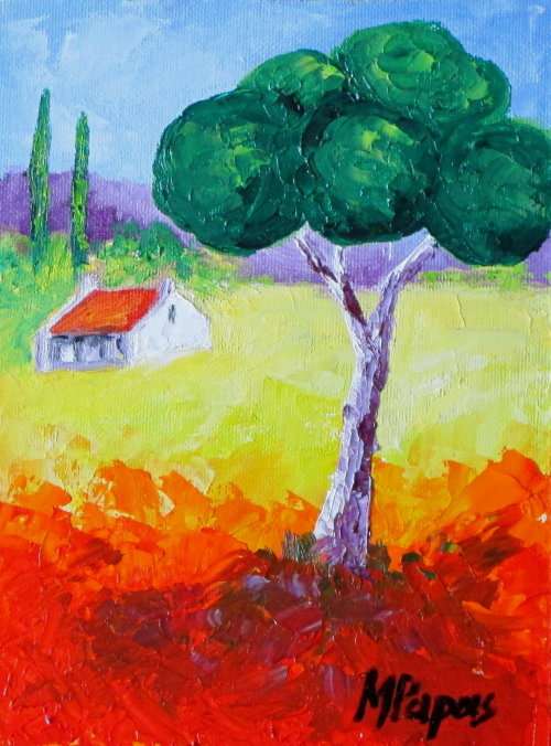 Cottage 3, oil painting by artist Mary Papas