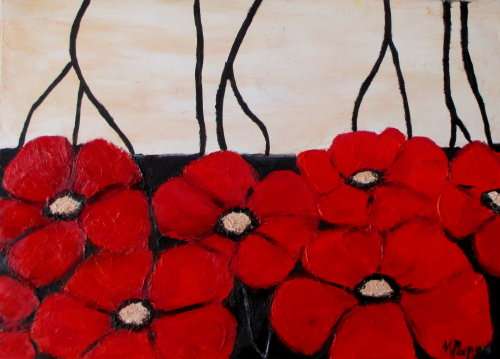A Field of Poppies, oil painting by artist Mary Papas