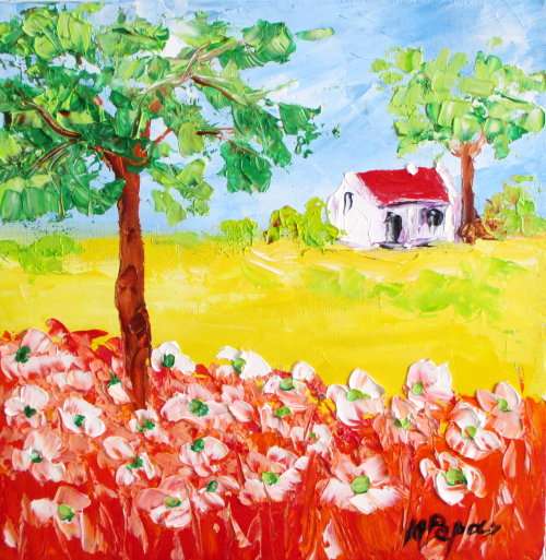 Small Country Scene, oil painting by artist Mary Papas