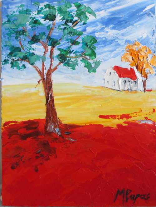 Small Country Scene 4, oil painting by Mary Papas
