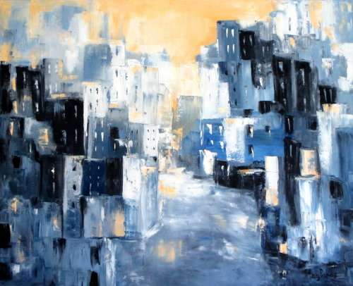 City Street, oil painting by Mary Papas FREE SHIPPING