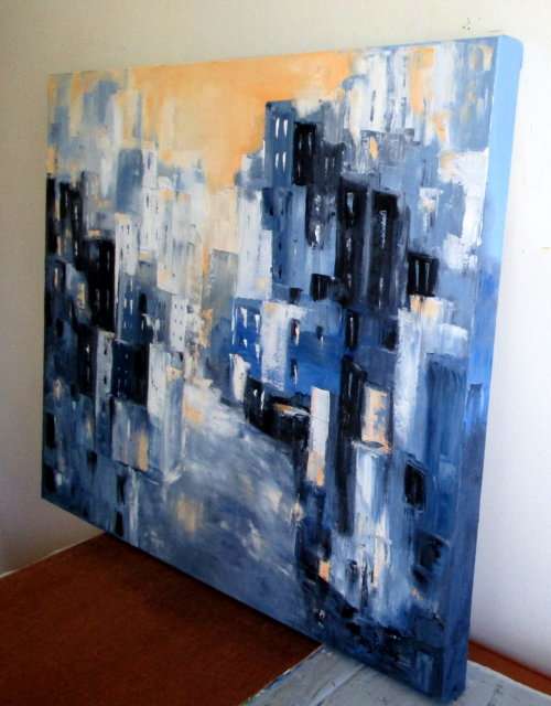 City Street, oil painting by Mary Papas FREE SHIPPING