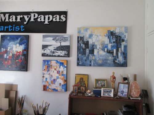 City Street, oil painting by Mary Papas FREE SHIPPING