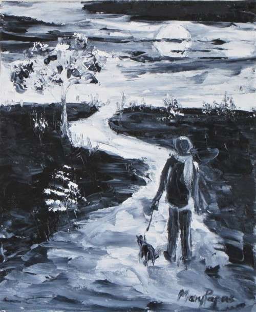 Walk in the Moonlight, oil painting by artist Mary Papas
