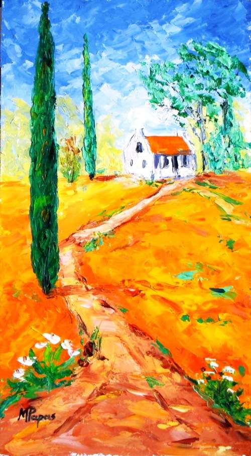 Path to the Cottage, oil painting by artist Mary Papas
