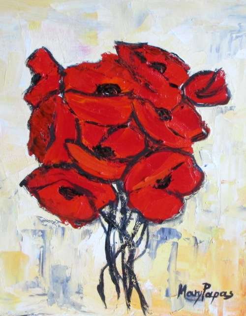 A Bunch of Poppies,oil painting