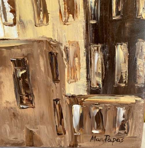 City Block, oil painting by artist Mary Papas