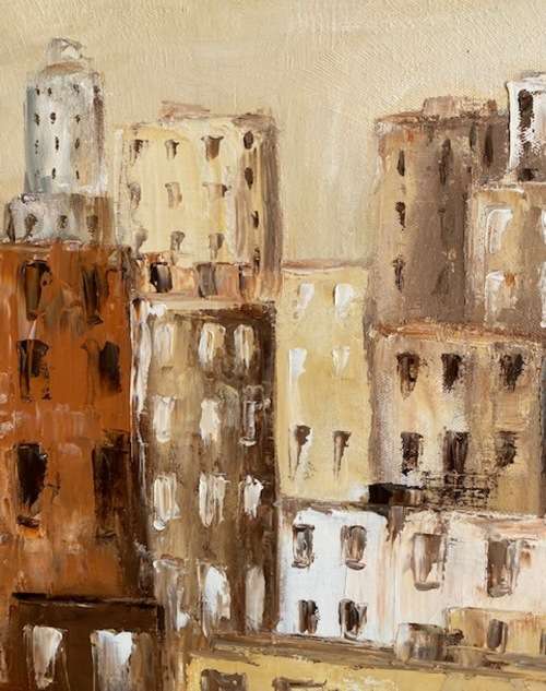 City Block, oil painting by artist Mary Papas