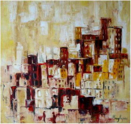 New Heights, abstract oil painting,by Mary Papas