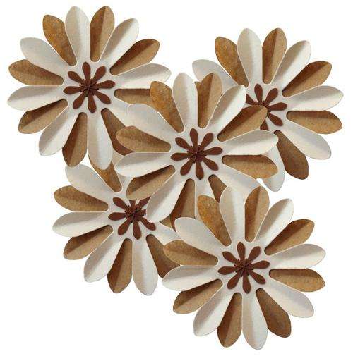 10x Brown and Cream Paper Flowers