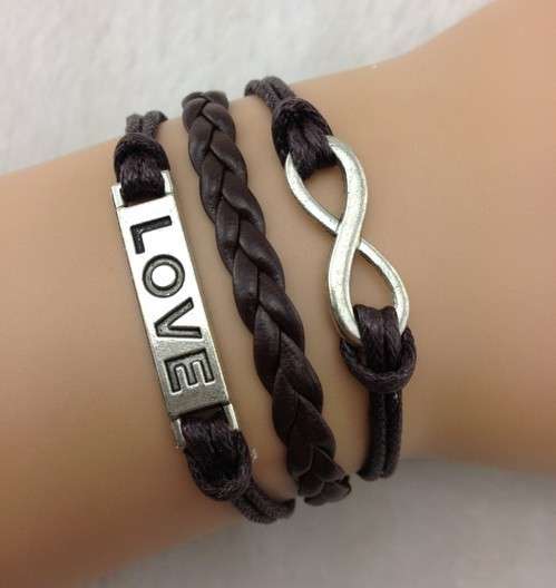 Infinity & love bracelet (dark brown)