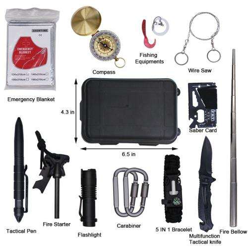 15 in 1 Outdoor Multi-Purpose Adventure Tool Set Survival Fishing Kit