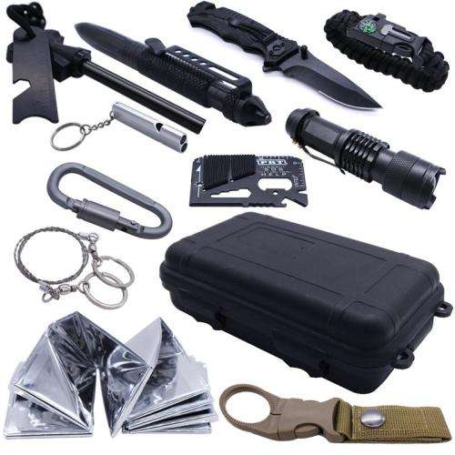 12 in 1 Survival Gear Tool Emergency Tactical Camping Set with Carabiner