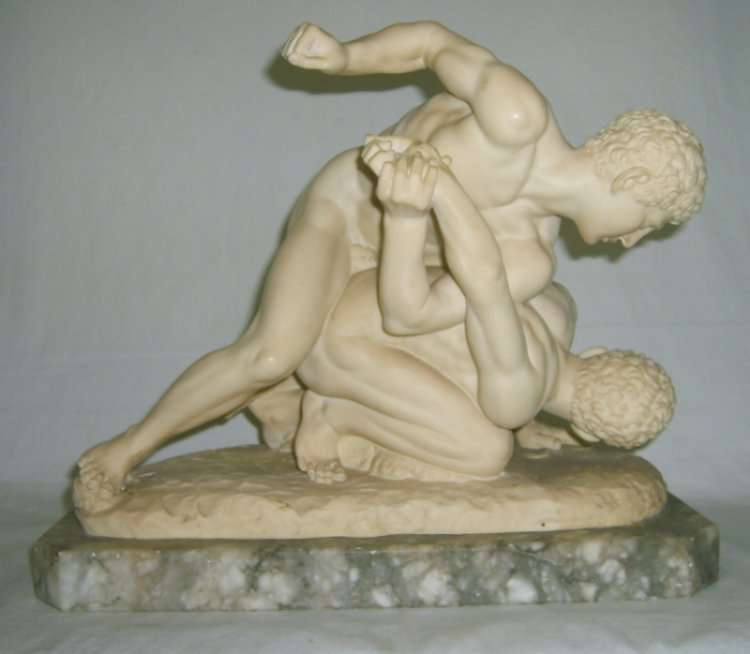 Aumy - Very Rare Wrestling Men Statue Signed By A.Giannelli - Italy 1970