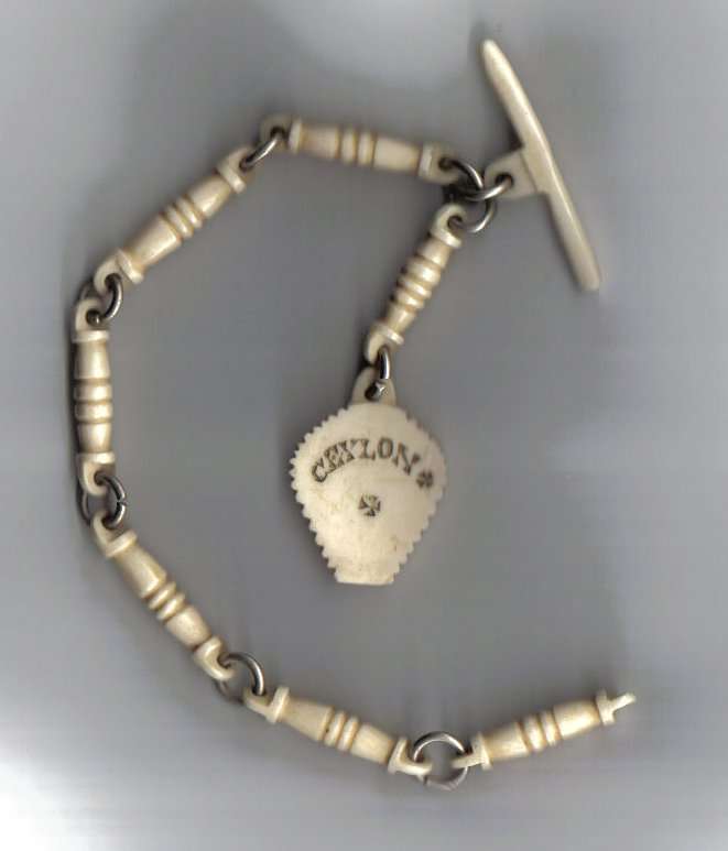 Aumy - Boer POW Art. Bone Fob Chain +- Circa 1901 Ceylon