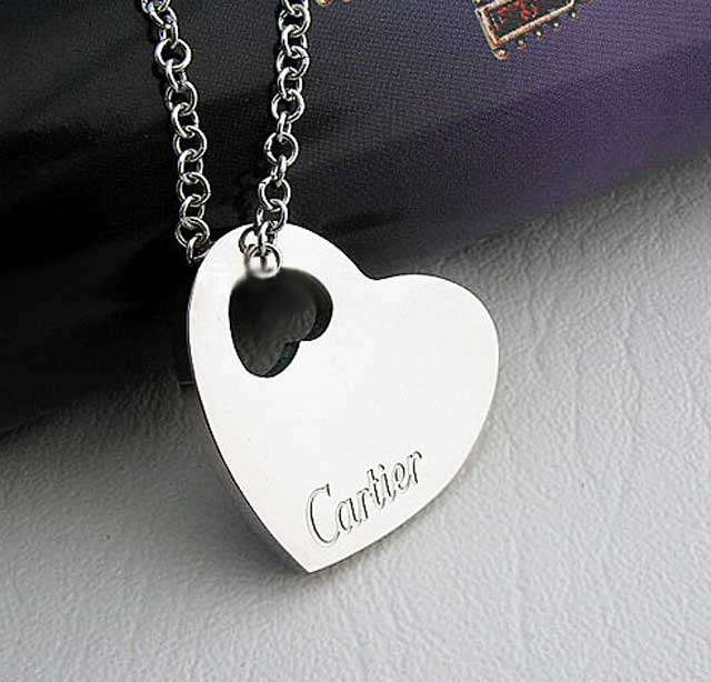 Cartier Germany 316L Titanium Steel Heart Pendant w Silver-Tone Necklace