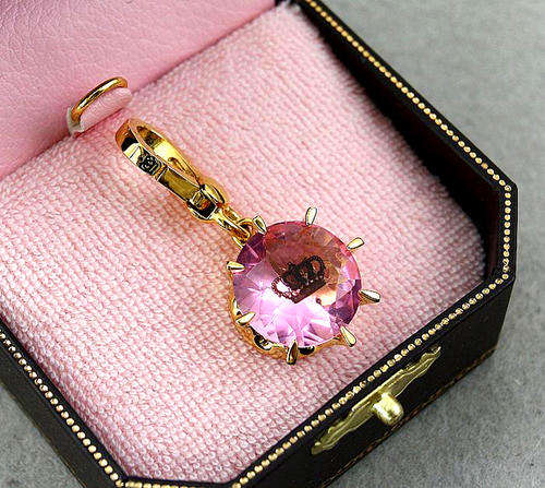 Juicy Couture C-Crown Engraved With Pink CZ Stone Charm