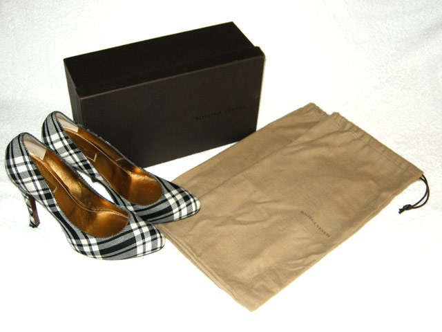 Bottega Veneta Black & White Checkers Heels Pumps 39