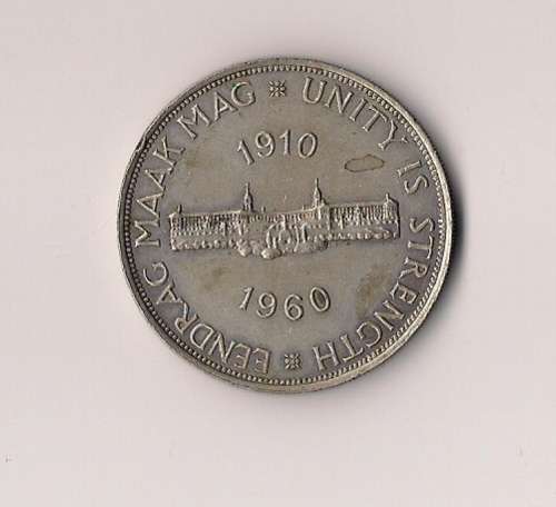 1960 South Africa 5 Shilling -- Silver Coin -- Unit is Strength (COIN NOT CLEANED)