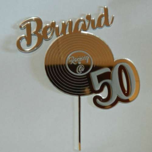 ROCKING @ 50 BIRTHDAY PERSONALIZED CAKE TOPPER