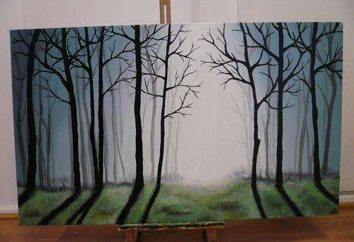 Misty Forest Acrylic Painting on Canvas