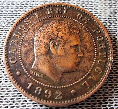 1892 CARLOS I REI DE PORTUGAL 10 REIS