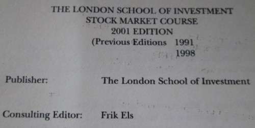 Stock Market Investment Course 3 Folders London School of Investment 2001