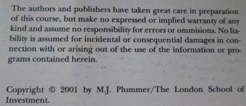 Stock Market Investment Course 3 Folders London School of Investment 2001