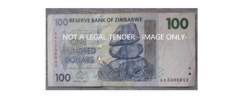 Zimbabwe One Hundred Dollars 2007