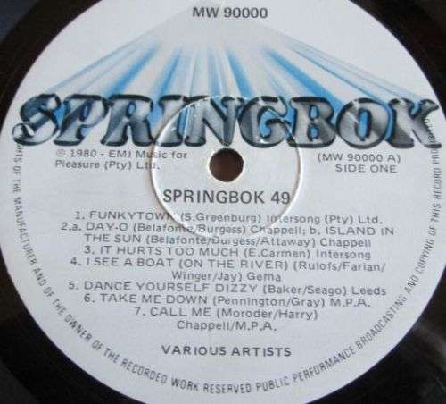 1980 SPRINGBOK 49 (MW 90000) VINYL LP RECORD - S208