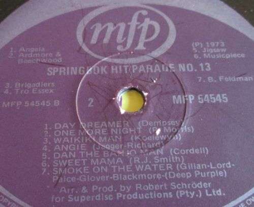 1973 SPRINGBOK HITS PARADE 13 (MFP 54545) VINYL LP RECORD