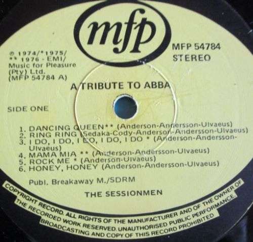 ABBA - 1974/1976/1977 A TRIBUTE TO ABBA  (MFP 54784) VYNIL LP RECORD - S223