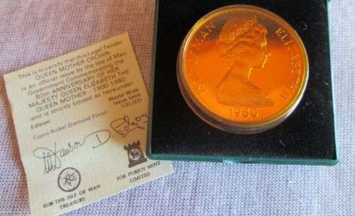 80th Anniversary of Majesty 1900-1980 One Crown Commemorative Cupro Nickel Diamond Polish