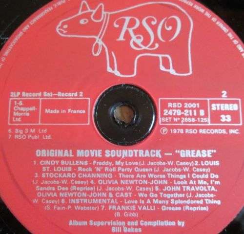 JOHN TRAVOLTA AND OLIVIA NEWTON-JON - GREASE 1978 2LP RECORD SET (2B 2658 125) VYNIL LP RECORD