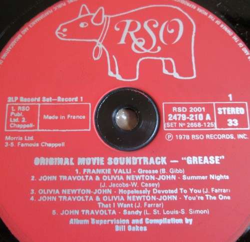 JOHN TRAVOLTA AND OLIVIA NEWTON-JON - GREASE 1978 2LP RECORD SET (2B 2658 125) VYNIL LP RECORD