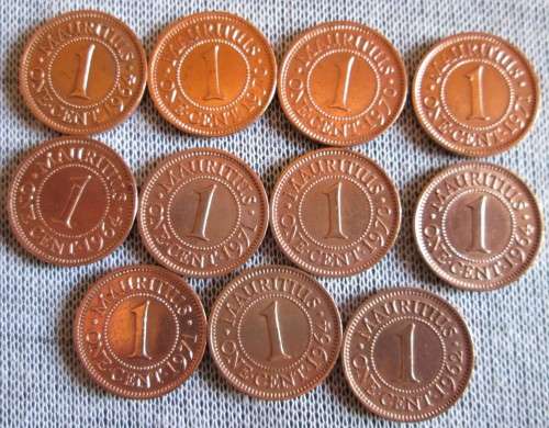 1 Cents Mauritius 1962/64/70/71 (Lot)