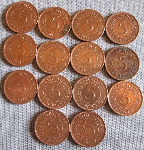 5 Cents Mauritius 1960/63/64/67/69