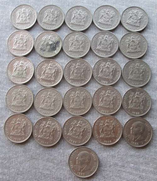 Twenty Cents 1972/74/75/77/78/79 South Africa (Lot)