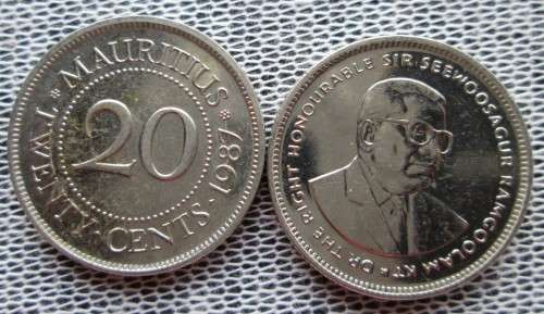 20 CENTS MAURITIUS COINS x33 COINS (SEE DESCRIPTION - DATES)