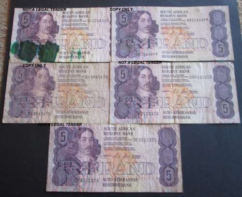 Five Rand South Africa  C L Stals (x5 Lot)